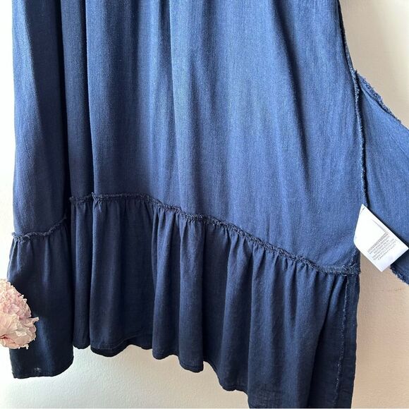 TRIBAL Notch Neck Embroidered Dress in navy blue - Picture 11 of 14